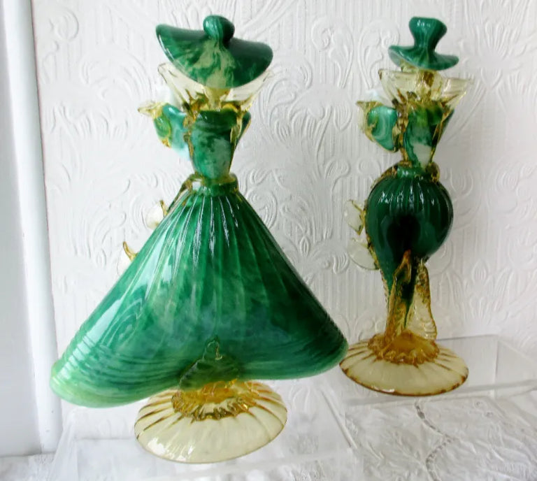 Pair of Vintage Italian Venetian Glass Figurines