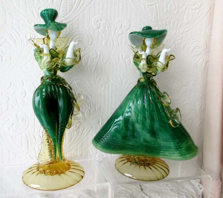 Pair of Vintage Italian Venetian Glass Figurines