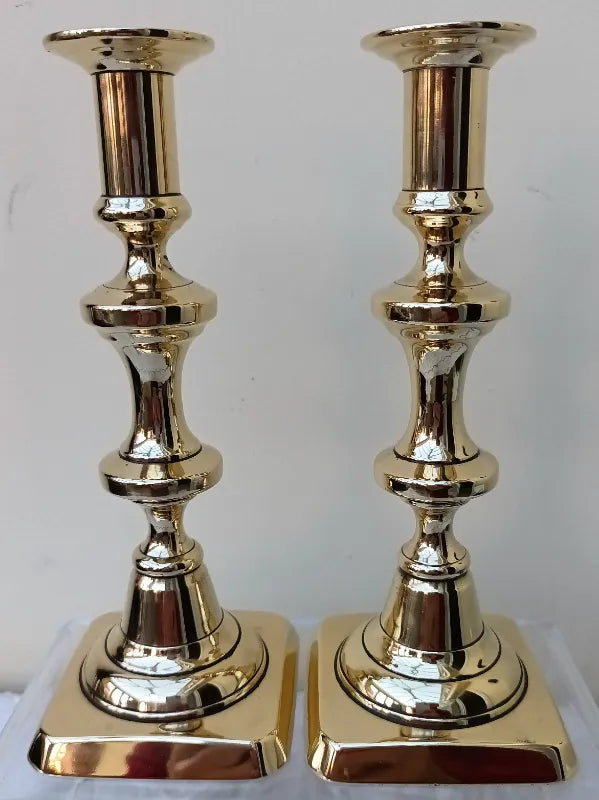 Pair of Antique English Victorian Brass Candlesticks