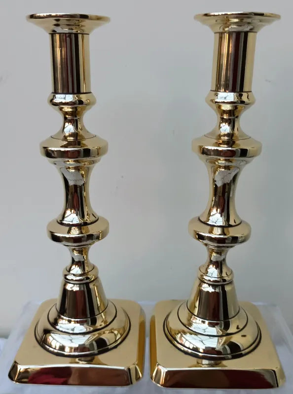 Pair of Antique English Victorian Brass Candlesticks