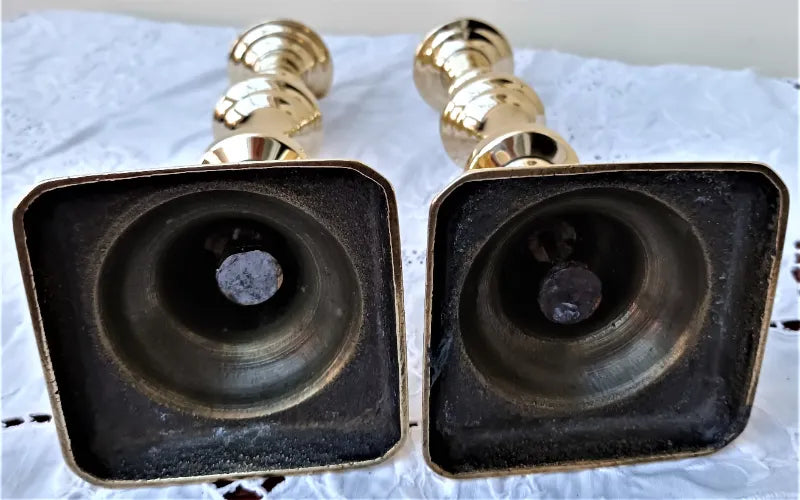 Pair of Antique English Victorian Brass Candlesticks