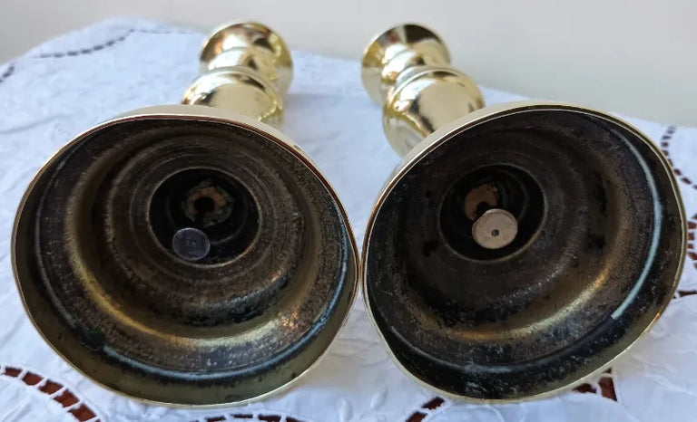 Pair of Antique English Victorian Brass Candlesticks