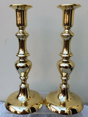 Pair of Antique Victorian Brass Candlesticks