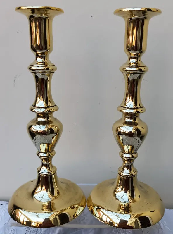 Pair of Antique Victorian Brass Candlesticks