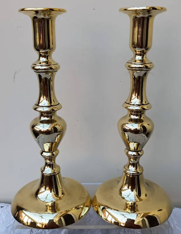 Pair of Antique Victorian Brass Candlesticks