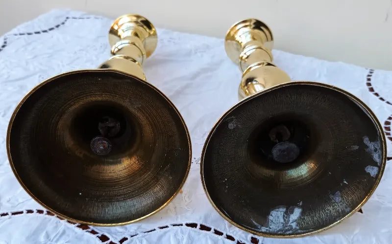 Pair of Antique Victorian Brass Candlesticks