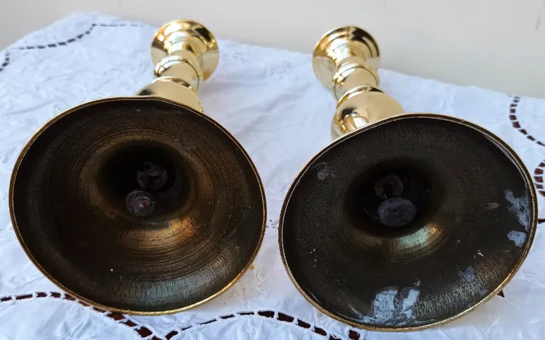 Pair of Antique Victorian Brass Candlesticks