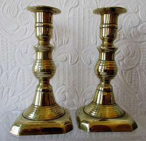 Pair Victorian Brass Candlesticks 15a