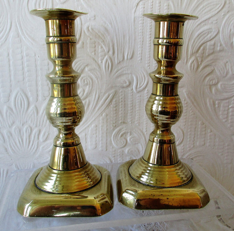 Pair Victorian Brass Candlesticks 15c