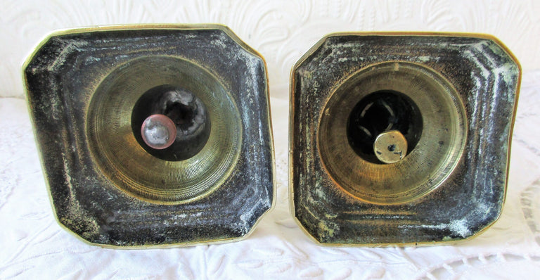 Pair of Antique English Victorian Brass Candlesticks