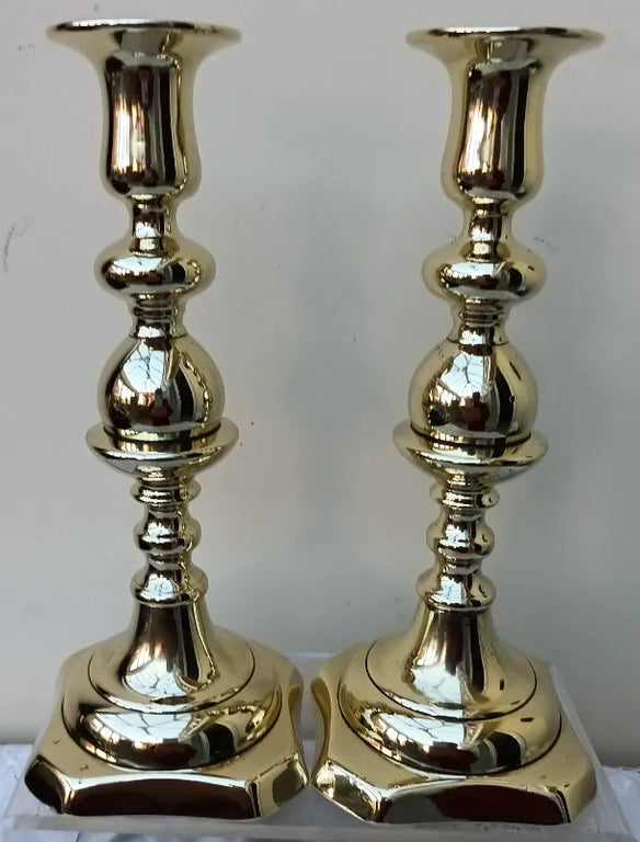 Pair of Antique Victorian Brass Candlesticks