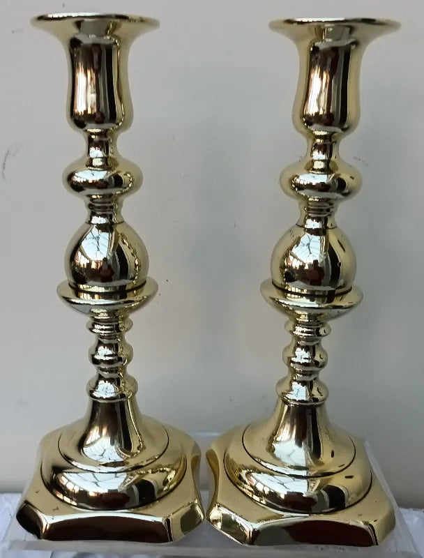 Pair of Antique Victorian Brass Candlesticks