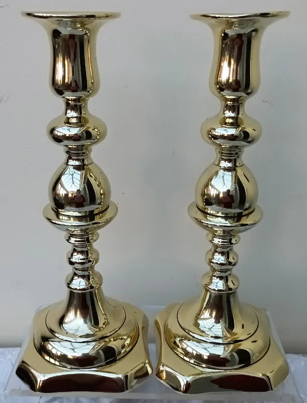Pair of Antique Victorian Brass Candlesticks