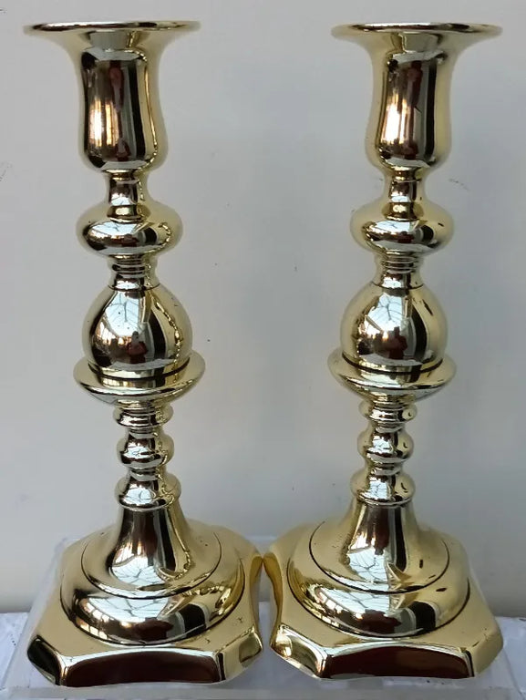 Pair of Antique Victorian Brass Candlesticks