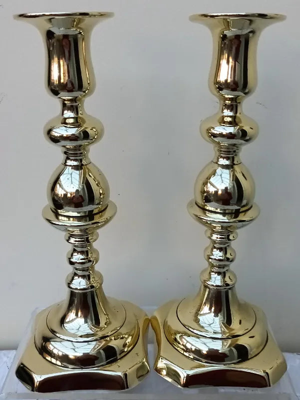 Pair of Antique Victorian Brass Candlesticks