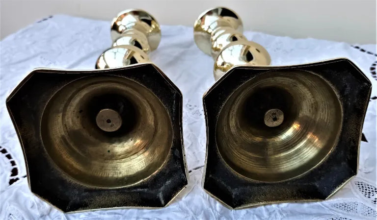 Pair of Antique Victorian Brass Candlesticks