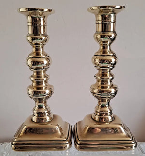 Pair of Antique English Victorian Brass Candlesticks