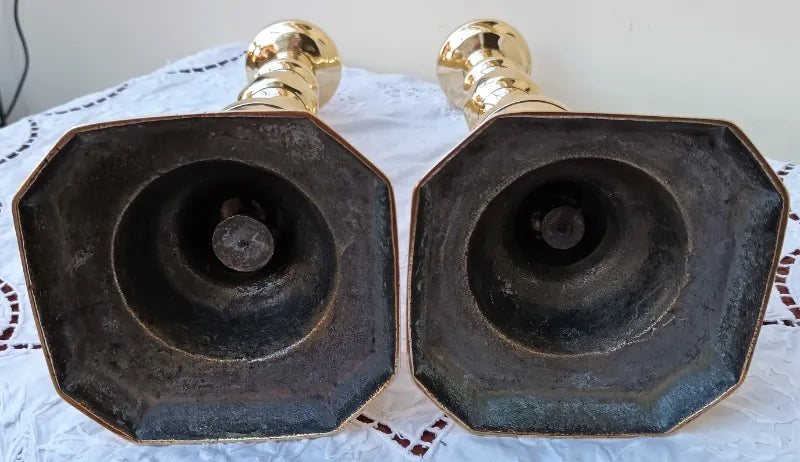 Pair of Antique English Victorian Brass Candlesticks