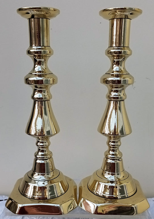Pair Early Victorian Brass Candlesticks