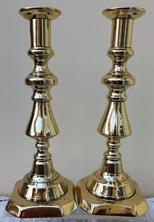 Pair Early Victorian Brass Candlesticks