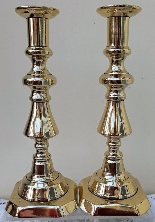 Pair Victorian Brass Candlesticks 24d