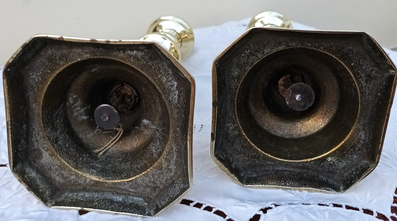 Pair Early Victorian Brass Candlesticks