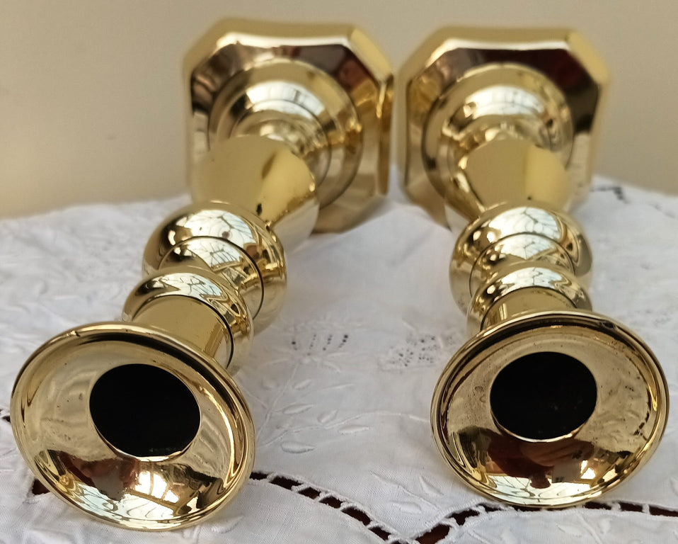 Pair Early Victorian Brass Candlesticks