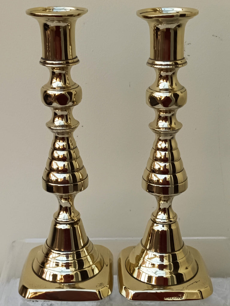 Pair of Antique English Victorian Brass Candlesticks