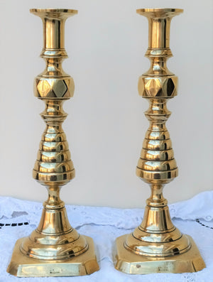 Pair Victorian Brass Candlesticks 26a