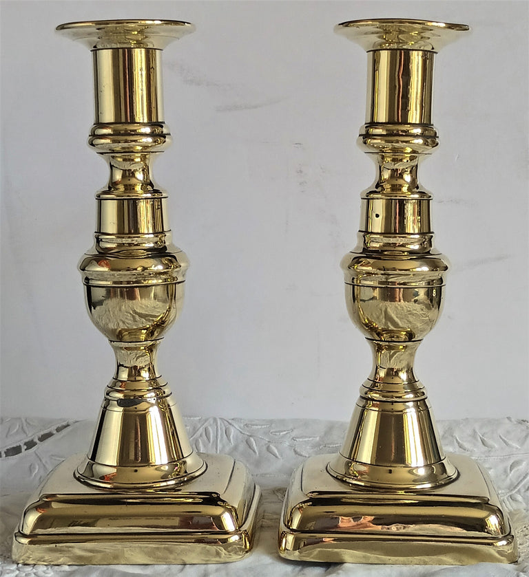Pair Victorian Brass Candlesticks 27a
