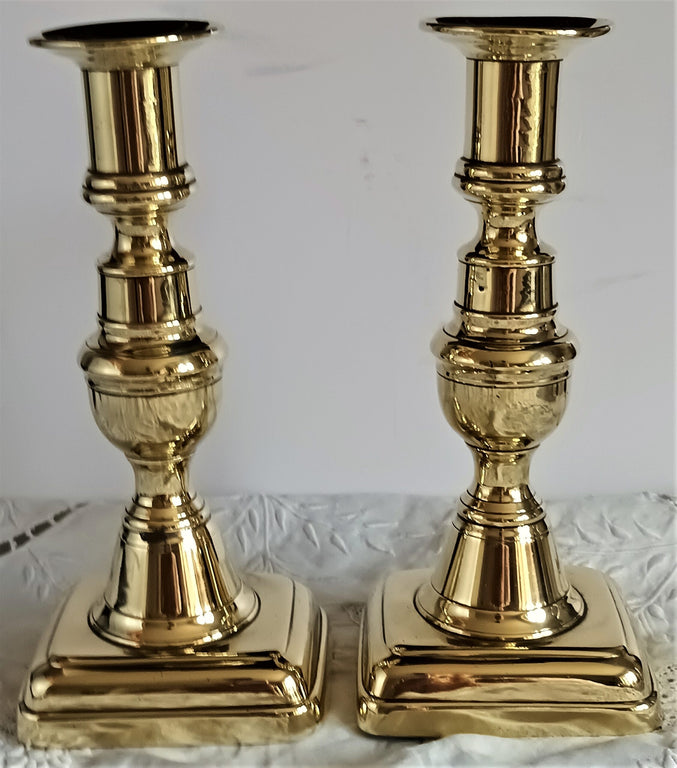 Pair of Antique Victorian Brass Candlesticks