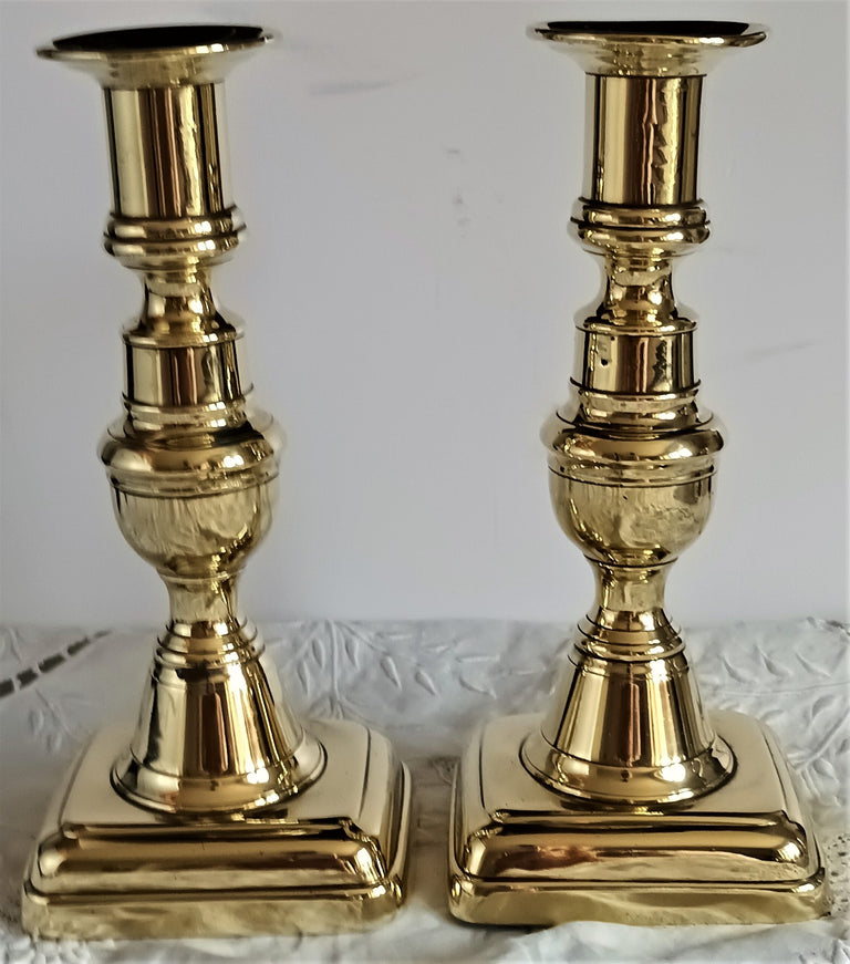 Pair of Antique Victorian Brass Candlesticks