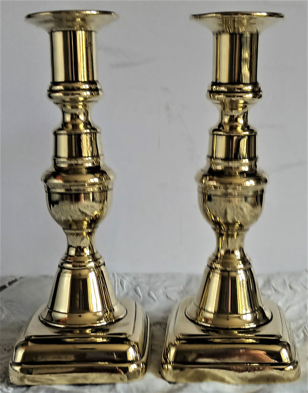 Pair of Antique Victorian Brass Candlesticks