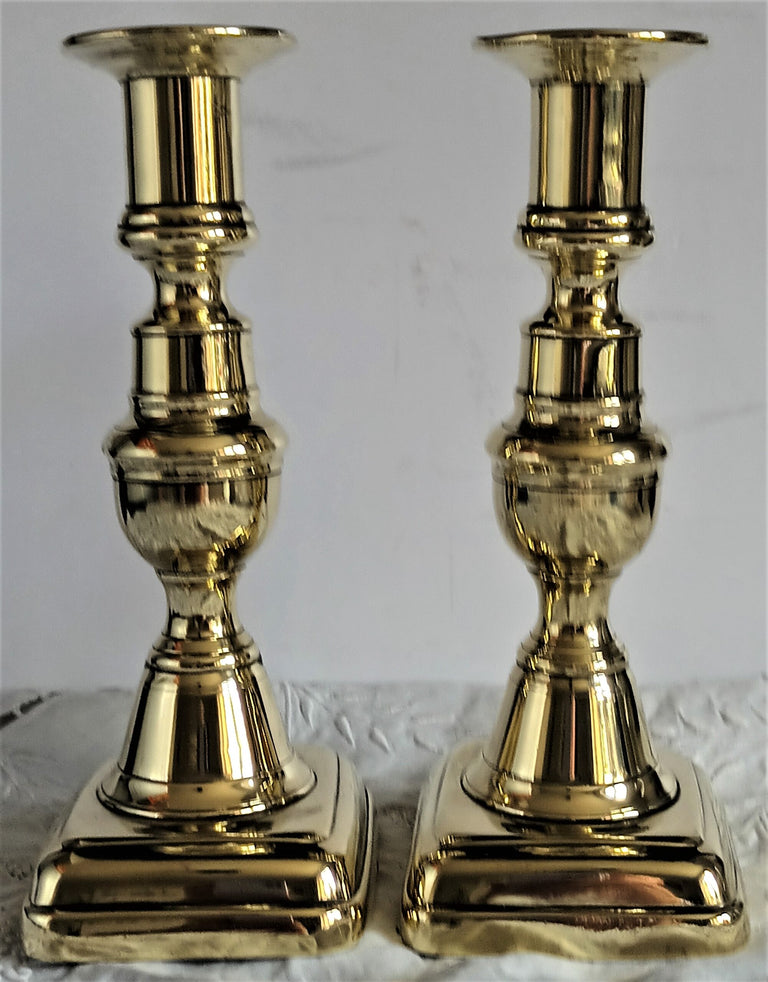 Pair of Antique Victorian Brass Candlesticks