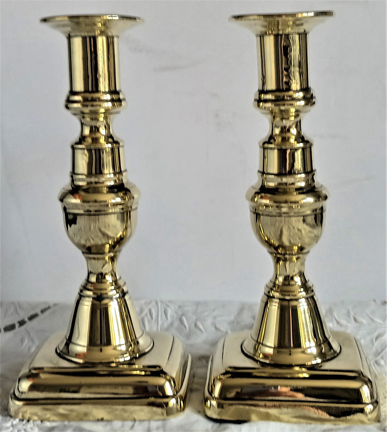 Pair of Antique Victorian Brass Candlesticks