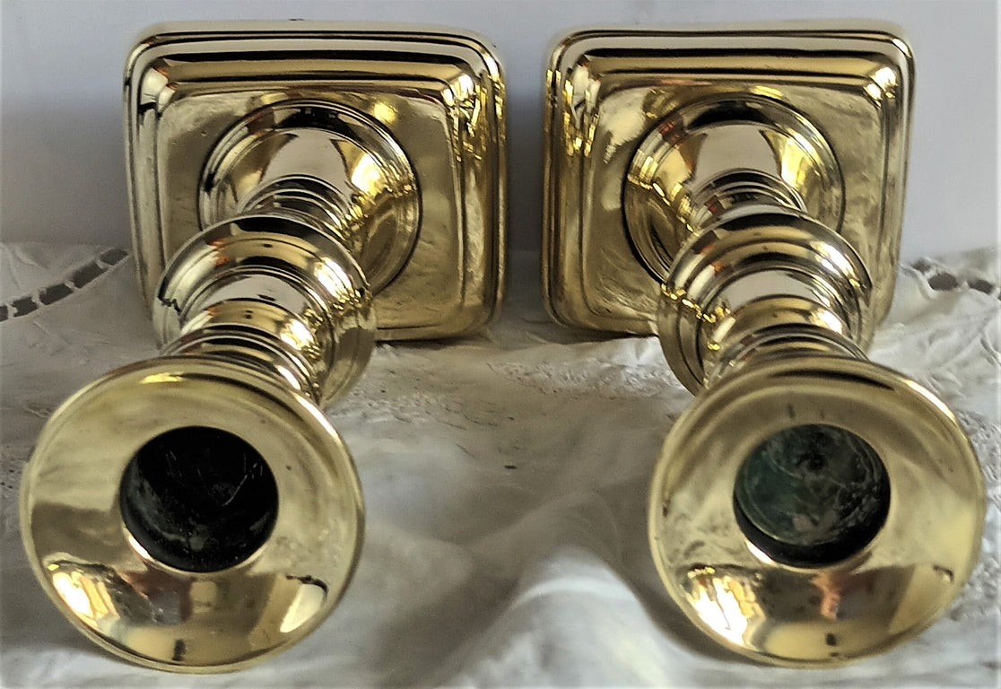 Pair Victorian Brass Candlesticks 27f