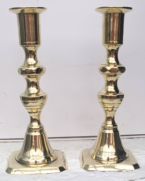 Pair Victorian Brass Candlesticks 30a