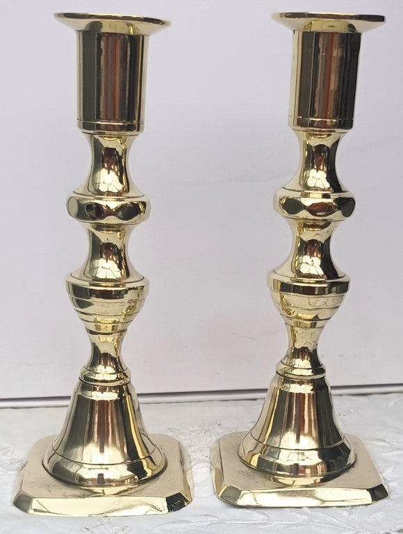 Pair of Antique English Victorian Brass Candlesticks