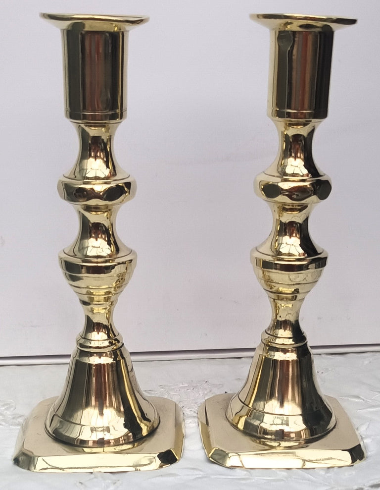 Pair of Antique English Victorian Brass Candlesticks