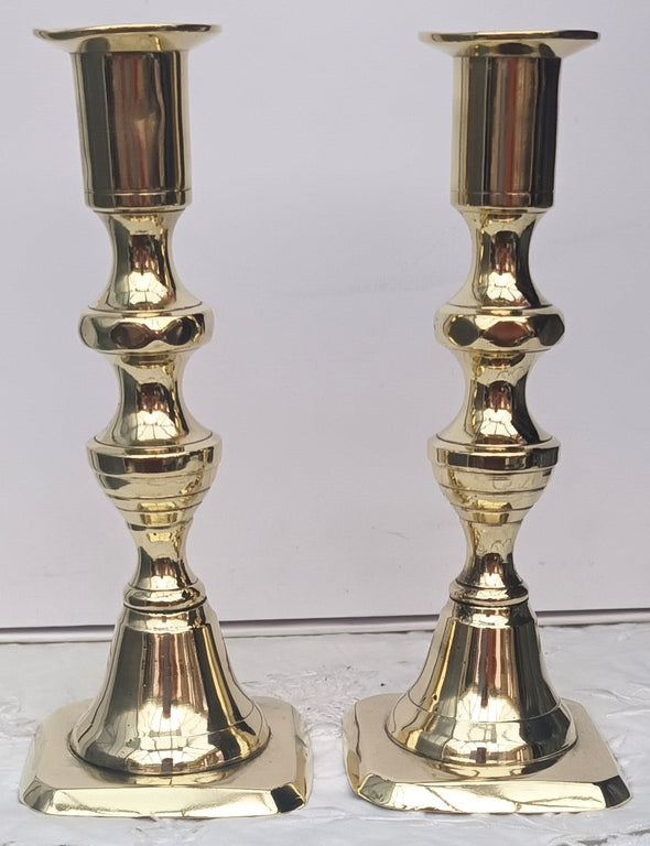 Pair of Antique English Victorian Brass Candlesticks