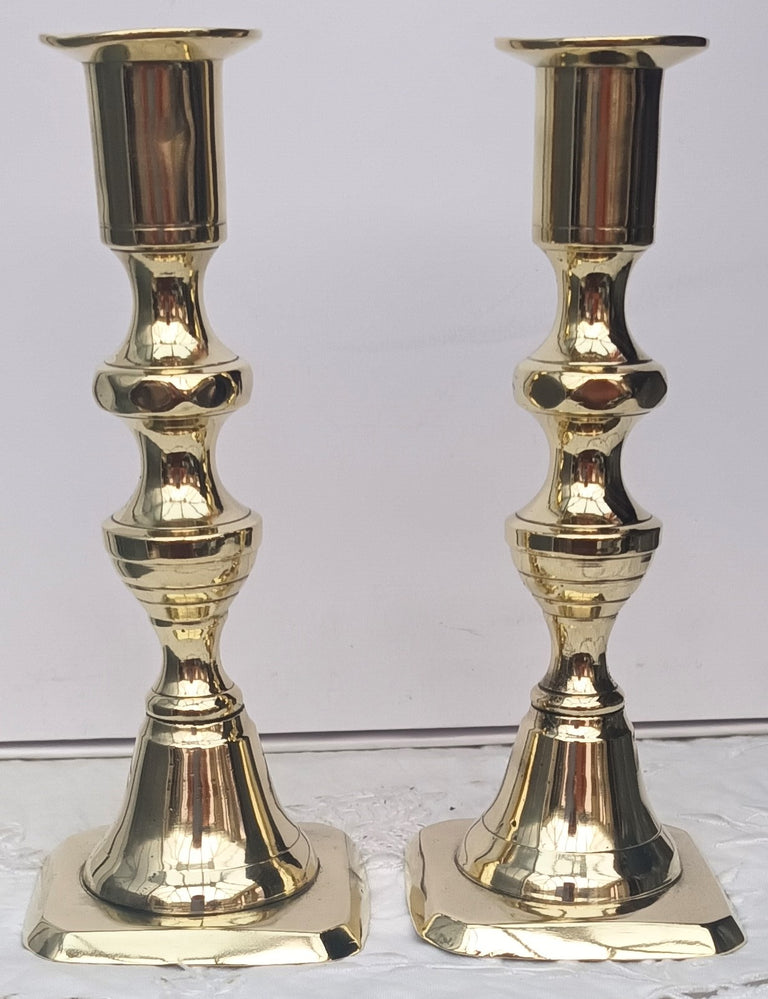 Pair of Antique English Victorian Brass Candlesticks