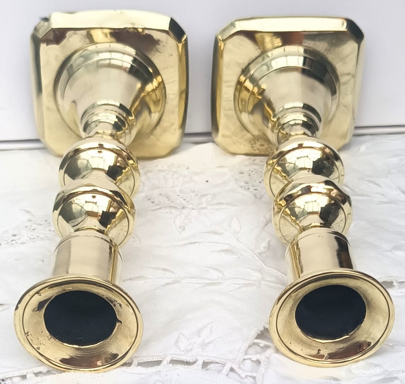 Pair Victorian Brass Candlesticks 30e