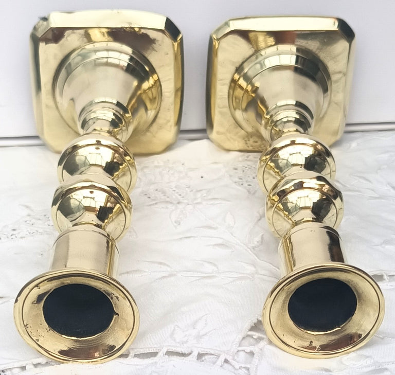 Pair Victorian Brass Candlesticks 30e