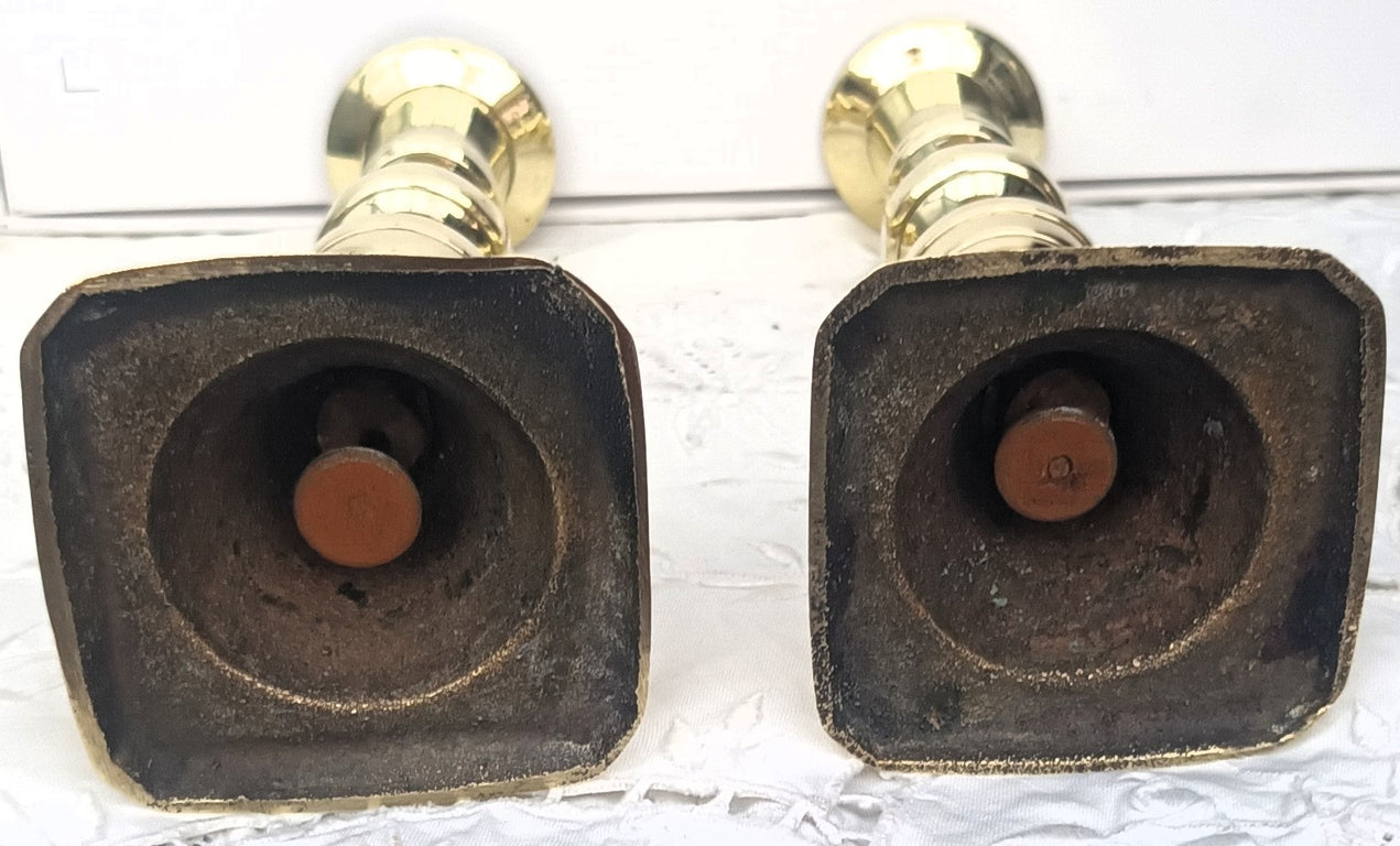 Pair of Antique English Victorian Brass Candlesticks