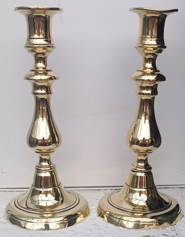 Pair of Antique English Victorian Brass Candlesticks