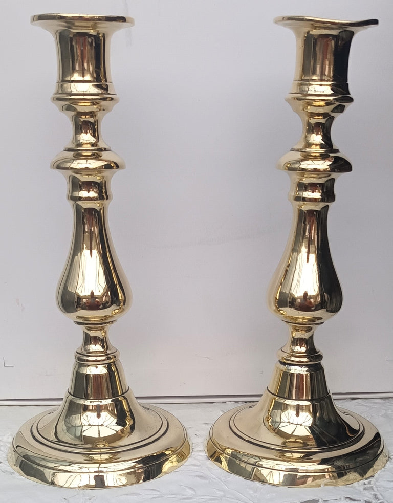 Pair of Antique English Victorian Brass Candlesticks