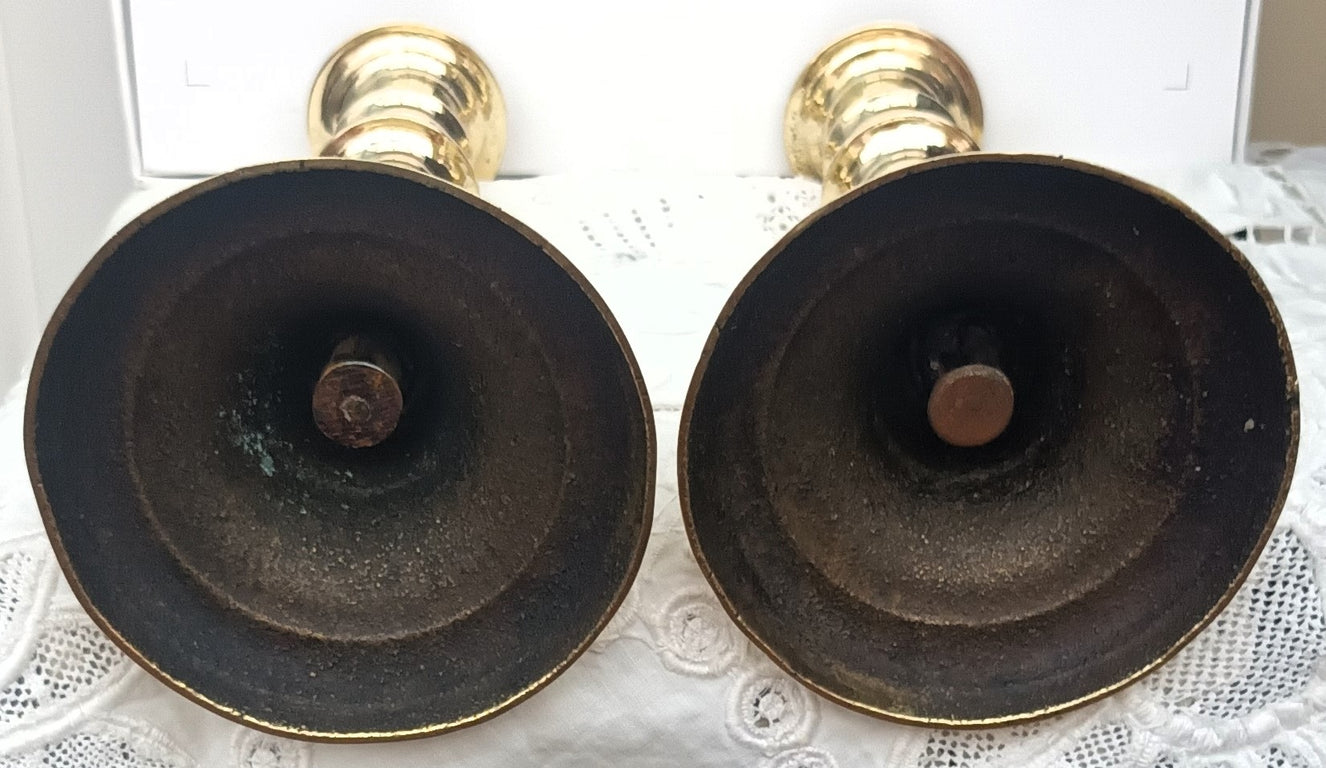 Pair of Antique English Victorian Brass Candlesticks