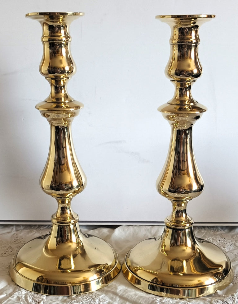 Pair of Antique Victorian Brass Candlesticks