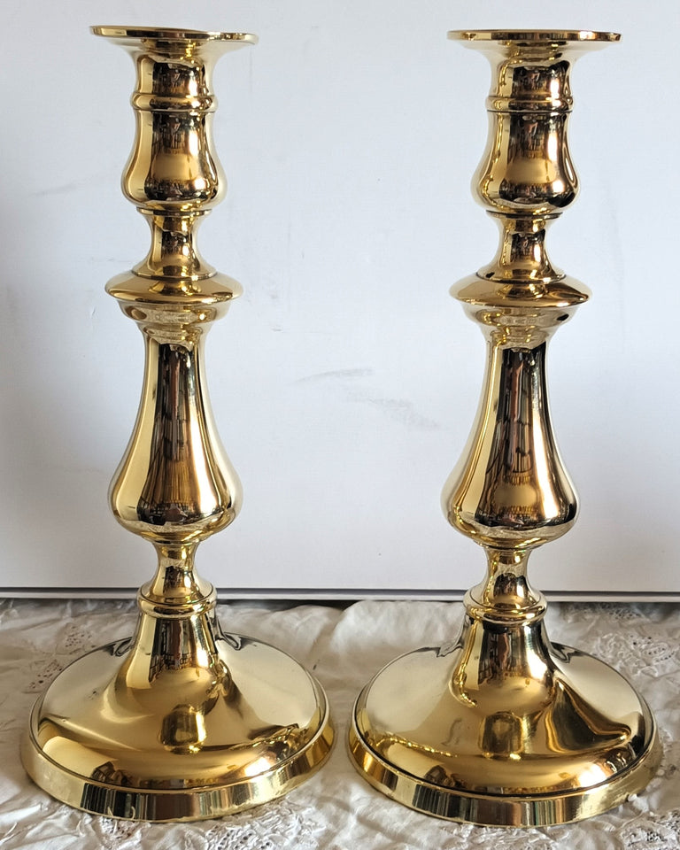Pair of Antique Victorian Brass Candlesticks