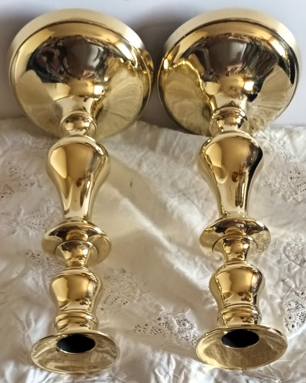 Pair of Antique Victorian Brass Candlesticks
